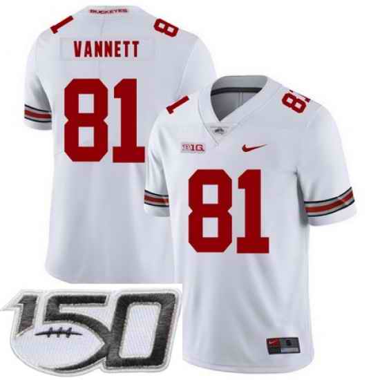 Ohio State Buckeyes 81 Nick Vannett White Nike College Football Stitched 150th Anniversary Patch Jersey